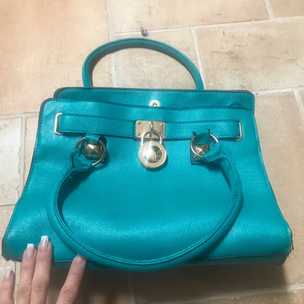 Aqua blue handbag